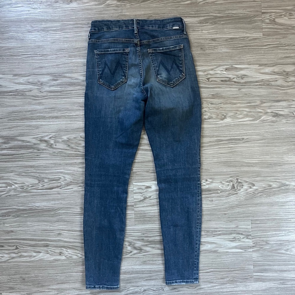 Mother High Waisted Looker Skinny Jeans Teaming Up Blue Wash 28 1221-104